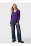 TWO MT SHOP QUALITY XSIDE Purple Knit Plain V-Neck Women's Sweater - 2