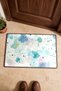 White Turquoise Watercolor Splatter-Patterned Doormat, 40x60 cm, with Non-Slip Sole, Decorative - 4