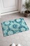 Aqua Green Lace Medallion-Patterned Doormat, 40x60 cm, with Non-Slip Sole, Decorative - 2