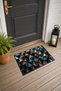 Blue and Brown Geometric Patterned 035 Doormat, 40x60 cm, Non-Slip Sole, Decorative