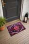 Red and Blue Flower Motif Turkish Rug-Patterned 738 Doormat, 40x60 cm, with Non-Slip Sole - 3