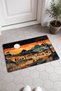 Orange Night Scene Patterned Doormat, 40x60 cm, with Non-Slip Sole, Decorative - 4