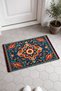 Blue and Red Flower Motif Turkish Rug-Patterned 780 Doormat, 40x60 cm, with Non-Slip Sole - 4