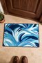 Navy Blue Stylized Wave-Patterned Doormat, 40x60 cm, with Non-Slip Sole, Decorative - 4