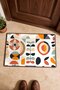 Cream-Orange Scandinavian Geometric Floral Print Doormat, 40x60 cm, with Non-Slip Sole, Decorative - 4