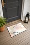 Powder Gray Pastel Brush-Stained Patterned Doormat, 40x60 cm, with Non-Slip Sole, Decorative