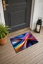Blue and Orange Fluid-Patterned 946 Doormat, 40x60 cm, with Non-Slip Sole, Decorative