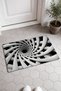 Black and White Spiral-Patterned 960 Doormat, 40x60 cm, with Non-Slip Sole, Decorative - 2