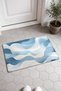 Blue and White Soft Wave-Patterned Doormat, 40x60 cm, with Non-Slip Sole, Decorative - 2