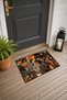 Coffee Orange Safari Collage-Patterned Doormat, 40x60 cm, with Non-Slip Sole, Decorative