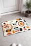 Cream-Orange Scandinavian Geometric Floral Print Doormat, 40x60 cm, with Non-Slip Sole, Decorative - 2