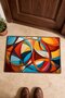 989 Red and Blue Wavy Pattern Doormat, 40x60 cm, Non-Slip Sole, Decorative - 4