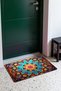 Blue and Red Flower Motif Turkish Rug-Patterned 750 Doormat, 40x60 cm, with Non-Slip Sole - 2