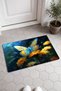 Blue and Orange Butterfly Garden Pattern 669 Doormat, 40x60 cm, Non-Slip Sole, Decorative - 2