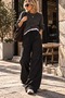 Women's clothing - lyocell - tencel fabric cotton wide-leg elastic waist pants - 2