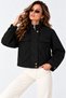 Snap Button Detail, Double-Layer Pockets, Soft-Textured, Side Zipper Closure, Women's BLACK Cropped Bomber Jacket - 3