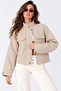 Snap Button Detail, Double-Sided Pockets, Soft-Textured, Zipper-Front Women's BEIGE Cropped Bomber Jacket - 5