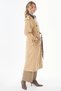 Beige Suede Trench Coat with Collar Detail - 5