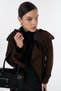 Collar Detailed Suede Trench Coat Brown - 8