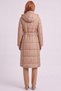 Removable Hooded Quilted Taupe Color Mink Jacket - 4