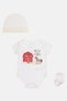 Toddlers Boy 3 Pieces Bodysuit And Hat With Socks, White - 2