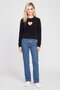 Women Mock Neck Long Sleeve Textured Sweatshirt, Black - 2