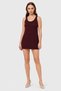 Women Crochet Mini Dress, Dark Maroon - 2