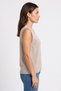 Women Ribbed Neck Knitted Vest, Stone - 3