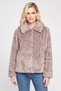 Women Faux Fur Sherpa Jacket, Taupe