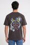 Men Crew Neck Short Sleeve Graphic Print T-Shirt, Dark Grey - 4