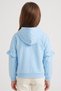 Toddlers Girl Graphic Print Long Sleeve Hoodie, Blue - 3