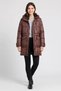 Women Quilted Puffer Jacket, Brown - 2