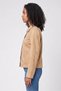 Women Solid Jacket Shirt, Tan - 3
