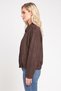 Women Solid Bomber Jacket, Dark Brown - 3