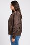 Women Solid Bomber Jacket, Chocolate Brown - 3