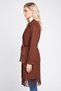 Women Textured Wrap Trench Coat, Dark Brown - 3