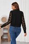 Women's Long-Sleeved Jacket with Patterned Sleeve Details, Tulle Detail, and a Front Zipper, Made of Modal Fabric - 5