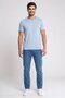 Men Crew Neck Short Sleeve Plain T-Shirt, Light Blue - 2
