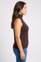 Women Turtle Neck Sleeveless Textured Vest, Dark Brown - 3