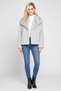 Women Textured Faux Fur Sherpa Jacket, Light Grey - 2