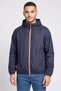 Men Hooded Embroidered Logo Windbreaker Jacket, Navy