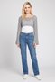Women Boat Neck Knitted Crop Crochet Sweater, Grey - 2