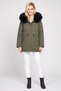Women Solid Puffer Jacket, Olive - 2