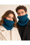 Unisex Petrol Blue Hand-Knitted Scarf and Neckwarmer
