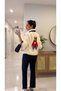 Kaser Navy Blue and Ecru Teddy-Print Sweatshirt - 2