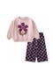 Patterned Sweatshirt Set for Girls, Ages 2–8, Powder Pink