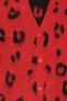 Women V Neck Animal Print Knitted Cardigan, Red - 5