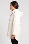 Women Solid Hooded Jacket, Ivory - 3