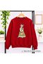 Women's Girls' Bicycle Crew Neck Sweatshirt with "Girl with a Basket" Illustration Print - Oversized, Drapey, Relaxed-Fit Sweatshirt