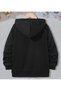 Cardigan - Black Printed Winter Oversized Hooded Zippered Pocketed Cardigan Unisex Clothing - 2